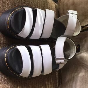 Dr. Martens Y2K. Chunky White Strappy Platform Sandals.